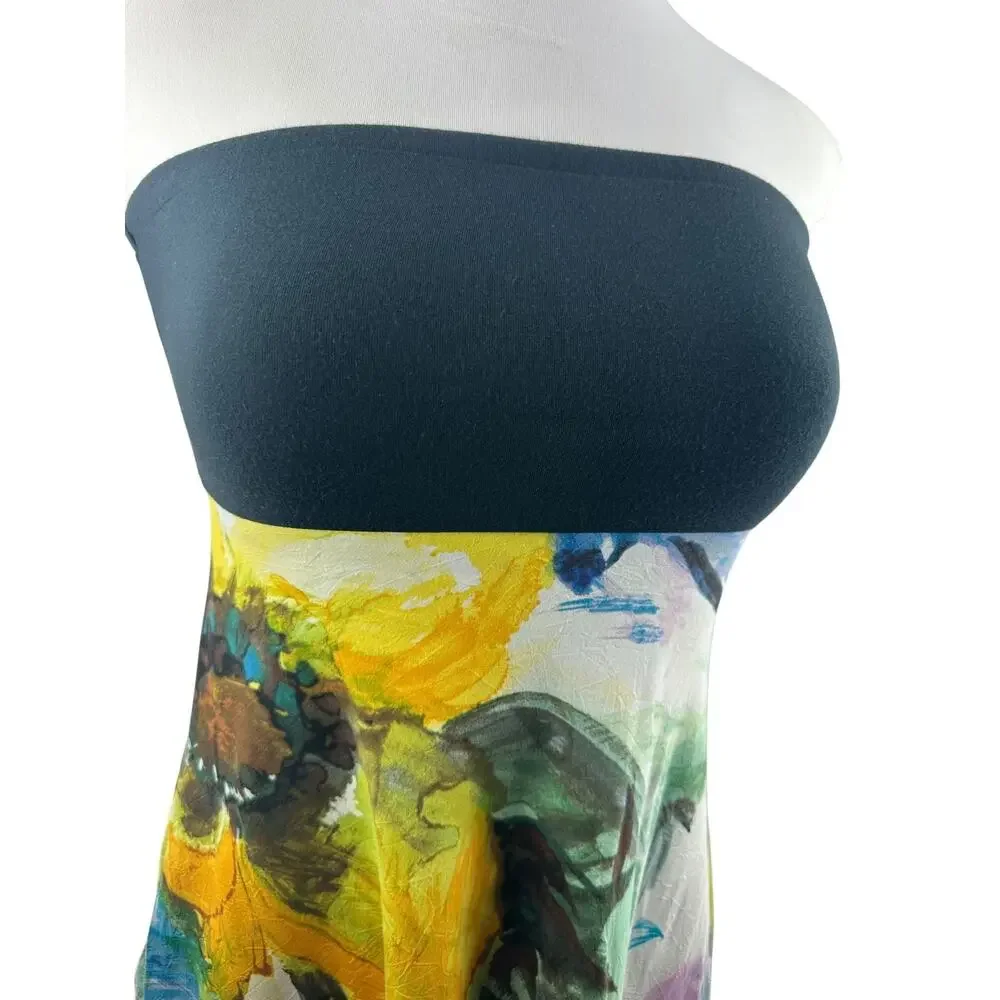 Jams World Strapless Tube Mini Dress Watercolor Size Large Art to Wear Beachy - Picture 5 of 14
